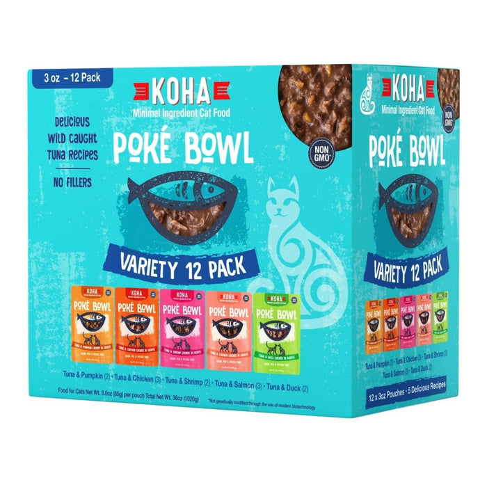 Koha Cat Grain Free Poke Bowl 3oz. Variety Pack (Case of 24) - Petsplace.store