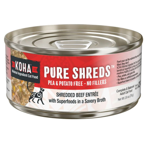 Koha Cat Grain Free Shredded Beef 2.8oz. (Case of 24) - Petsplace.store