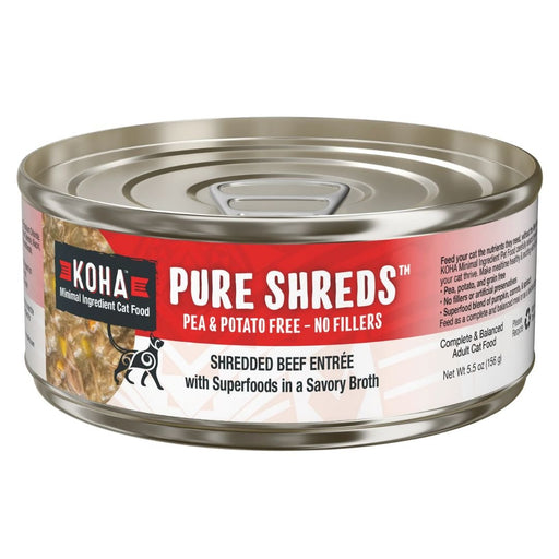 Koha Cat Grain Free Shredded Beef 5.5oz. (Case of 12) - Petsplace.store