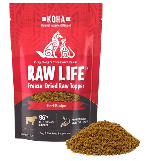 Koha Dog Cat Grain Free Raw Freeze Dried Topper Beef 8oz. - Petsplace.store