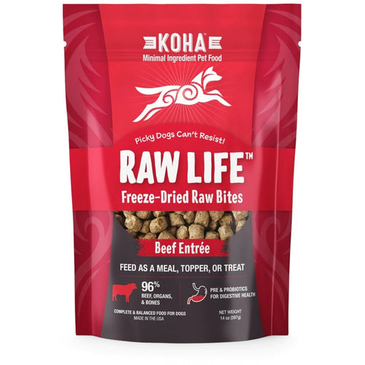 Koha Dog Grain Free Raw Freeze Dried Bites Beef 14oz. - Petsplace.store