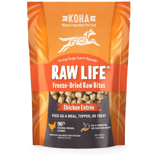 Koha Dog Grain Free Raw Freeze Dried Bites Chicken 14oz. - Petsplace.store