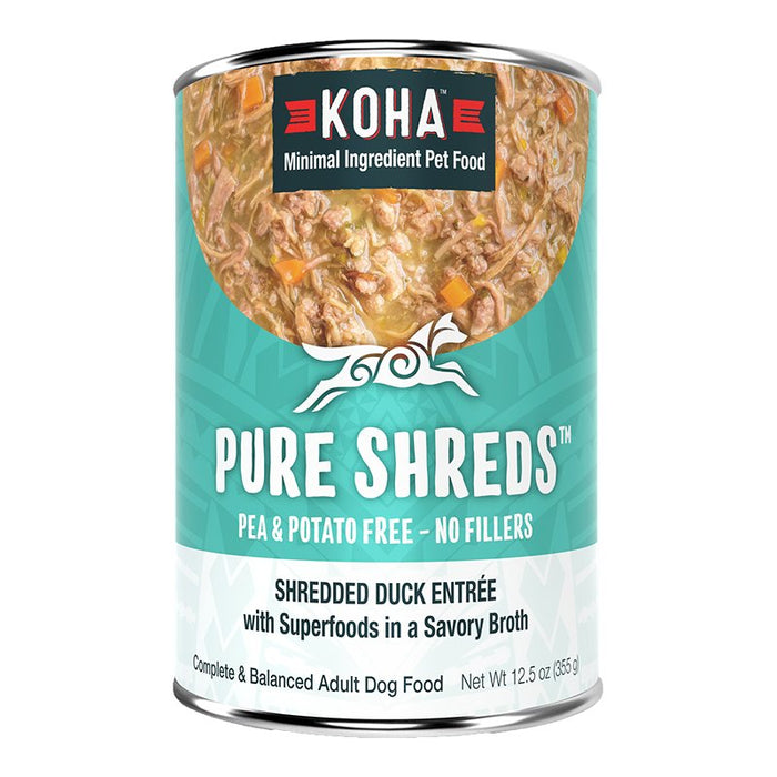 Koha Dog Grain Free Shredded Duck 12.5oz. (Case of 12) - Petsplace.store