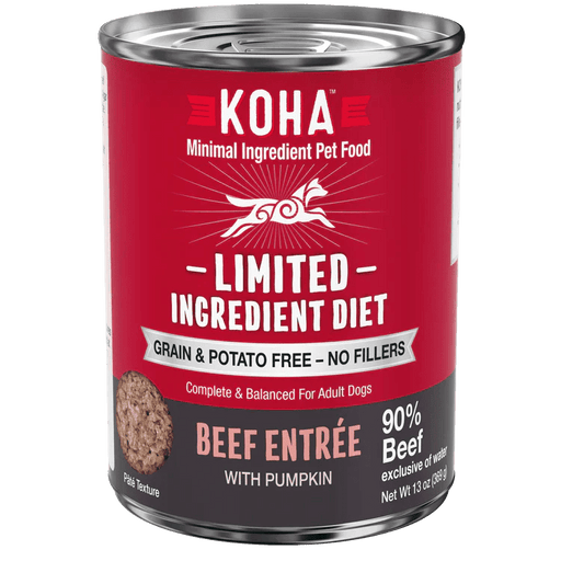 Koha Dog Limited Ingredient Grain Free 90% Beef 13oz. (Case of 12) - Petsplace.store