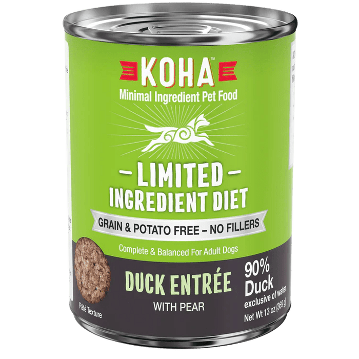 Koha Dog Limited Ingredient Grain Free 90% Duck 13oz. (Case of 12) - Petsplace.store