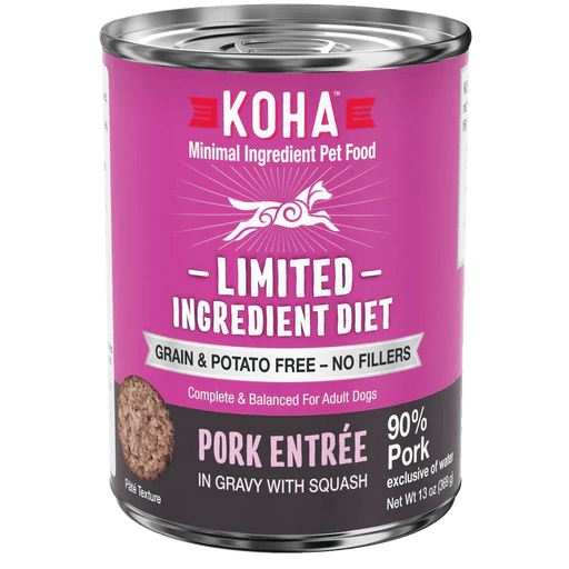 Koha Dog Limited Ingredient Grain Free 90% Pork 13oz. (Case of 12) - Petsplace.store