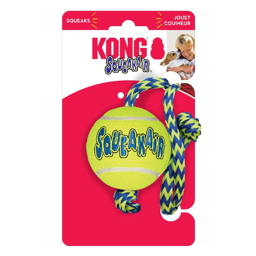 KONG Air Dog Squeaker Tennis Ball With Rope Dog Toy 1ea/MD - Petsplace.store