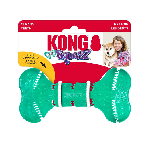 KONG Dental Squeezz Bone Dog Chew Teal 1ea/MD - Petsplace.store