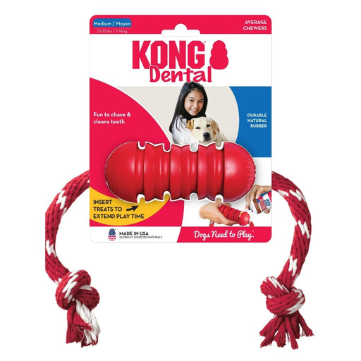 KONG Dental With Floss Rope Chew Toy 1ea/MD - Petsplace.store