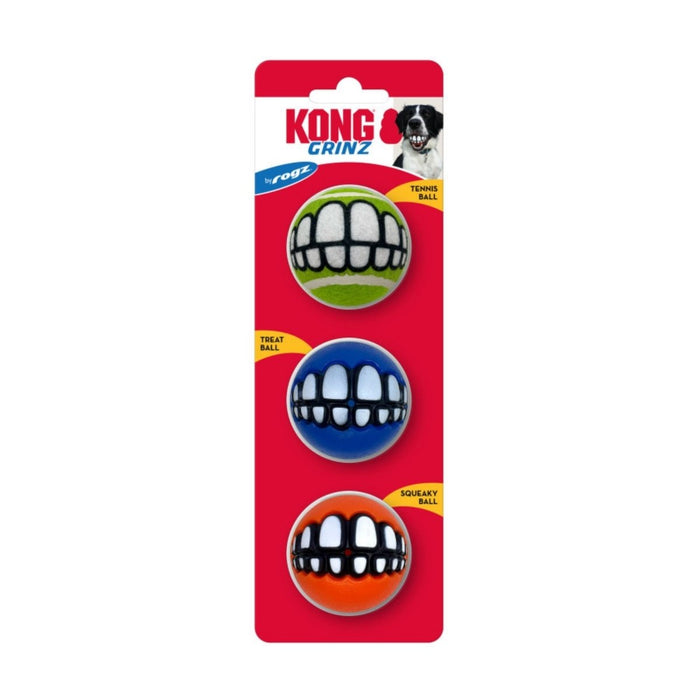 KONG Grinz by Rogz Variety Ball Dog Toys 1ea/SM, 3 pk - Petsplace.store