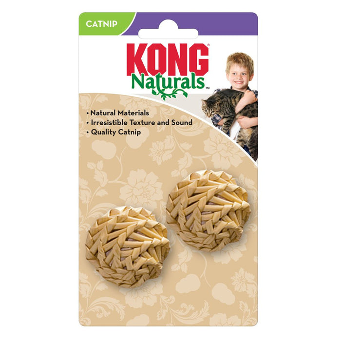 KONG Natural Straw Ball Catnip Toy Beige 1ea/One Size, 2 pk - Petsplace.store