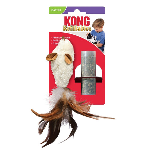 KONG Refillable Feather Mouse Catnip Cat Toy White 1ea/One Size - Petsplace.store