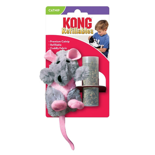 KONG Refillable Feather Rat Catnip Cat Toy Grey 1ea/One Size - Petsplace.store