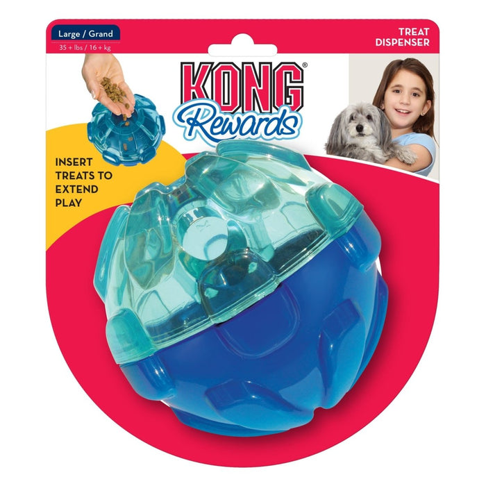 KONG Rewards Ball Treat Dispenser Dog Toy Blue 1ea/LG - Petsplace.store