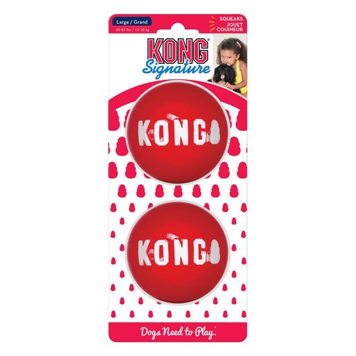 KONG Signature Ball Dog Toy Red 1ea/2 pk, LG - Petsplace.store