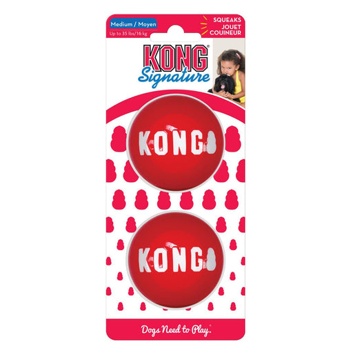 KONG Signature Ball Dog Toy Red 1ea/2 pk, MD - Petsplace.store