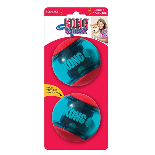 KONG Squeezz Action Ball Dog Toy Red 1ea/LG - Petsplace.store