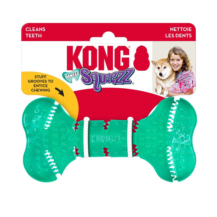 KONG Squeezz Dental Roller Bone Dog Chew 1ea/XS/SM - Petsplace.store