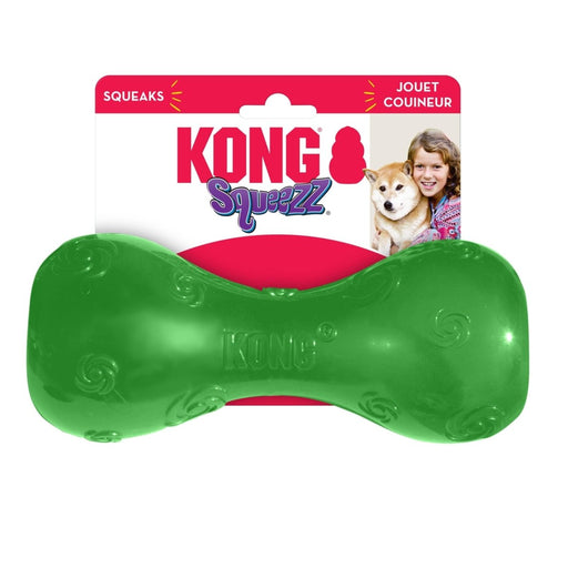 KONG Squeezz Dumbbell Dog Toy Assorted 1ea/LG - Petsplace.store