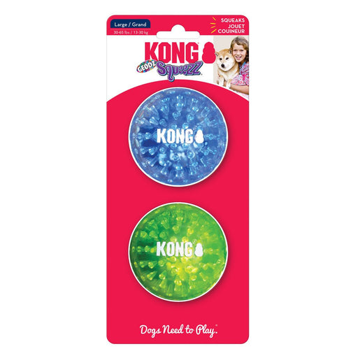 KONG Squeezz Geodz Squeaker Ball Dog Toy Assorted 1ea/LG, 2 pk - Petsplace.store