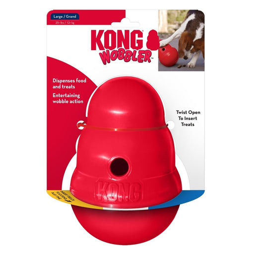 KONG Wobbler Food and Treat Dispenser Dog Toy Red 1ea/LG - Petsplace.store