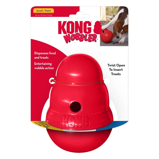 KONG Wobbler Food and Treat Dispenser Dog Toy Red 1ea/SM - Petsplace.store