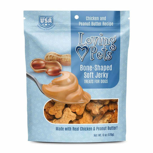 Loving Pets Bone - Shaped Soft Jerky Dog Treat Chicken & Peanut Butter 1ea/6 oz - Petsplace.store