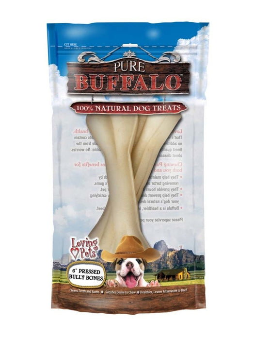 Loving Pets Pure Buffalo Pressed Bully Bones Dog Treat 1ea/2 pk, 6 in - Petsplace.store