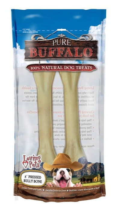 Loving Pets Pure Buffalo Pressed Bully Bones Dog Treat 1ea/2 pk, 8 in - Petsplace.store