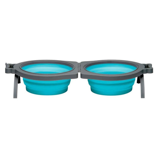 Loving Pets Travel Double Diner Dog Bowl Blue 1ea/SM - Petsplace.store