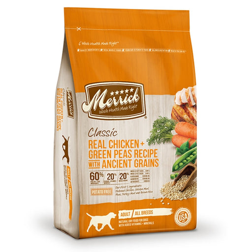 Merrick Classic Real Chicken And Green Peas Recipe With Ancient Grains 12Lb - Petsplace.store