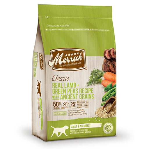 Merrick Classic Real Lamb And Green Peas Recipe With Ancient Grains 12 Lbs - Petsplace.store