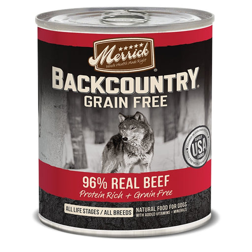 Merrick Dog Backcountry Grain Gree 96% Beef 12.7oz. (Case of 12) - Petsplace.store