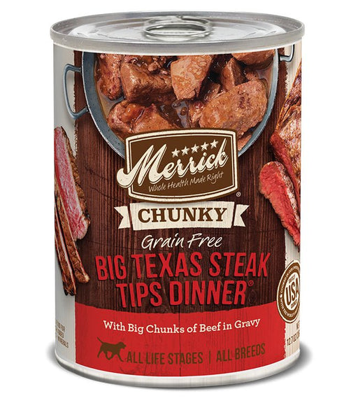 Merrick Dog Chunky Big Texas Steak 12.7oz. (Case of 12) - Petsplace.store