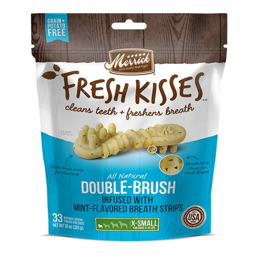 Merrick Fresh Kisses Mint Breath Strips For Extra Small Dogs (7 - 17 Lbs) 12oz. - Petsplace.store