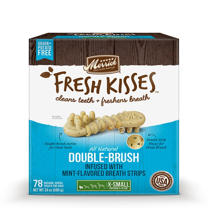 Merrick Fresh Kisses Mint Breath Strips For Extra Small Dogs (7 - 17 Lbs) 24oz. - Petsplace.store