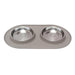 Messy Mutts Cat Double Feeder Silicone Grey - Petsplace.store