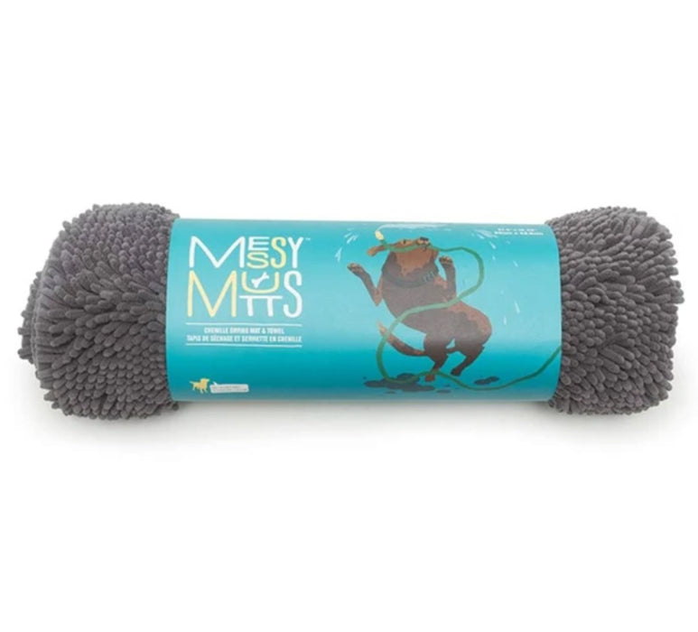 Messy Mutts Dog Drying Mat and Towel Cool Grey Small - Petsplace.store