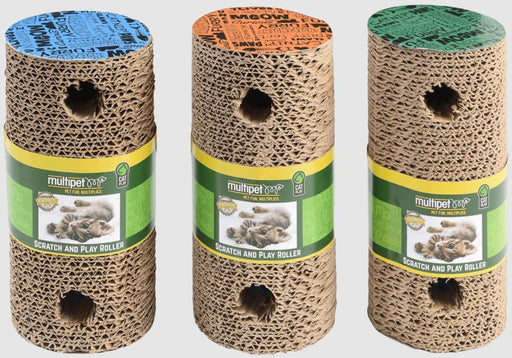 Multipet Cat Scratch Roller Catnip Toy Assorted 7.5 in - Petsplace.store