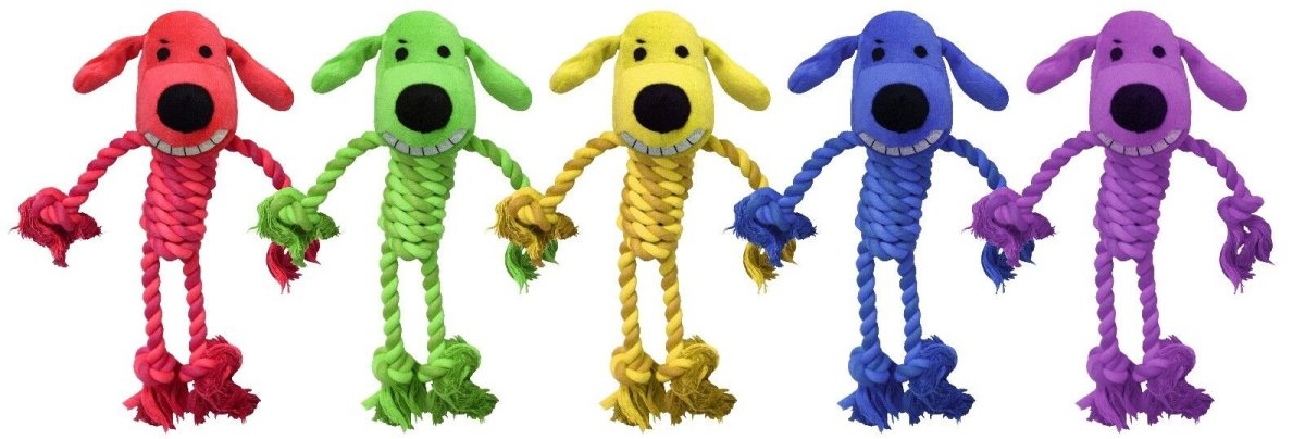 Multipet Loofa Dog Toy w/ Rope Body Assorted 1ea/11 in - Petsplace.store