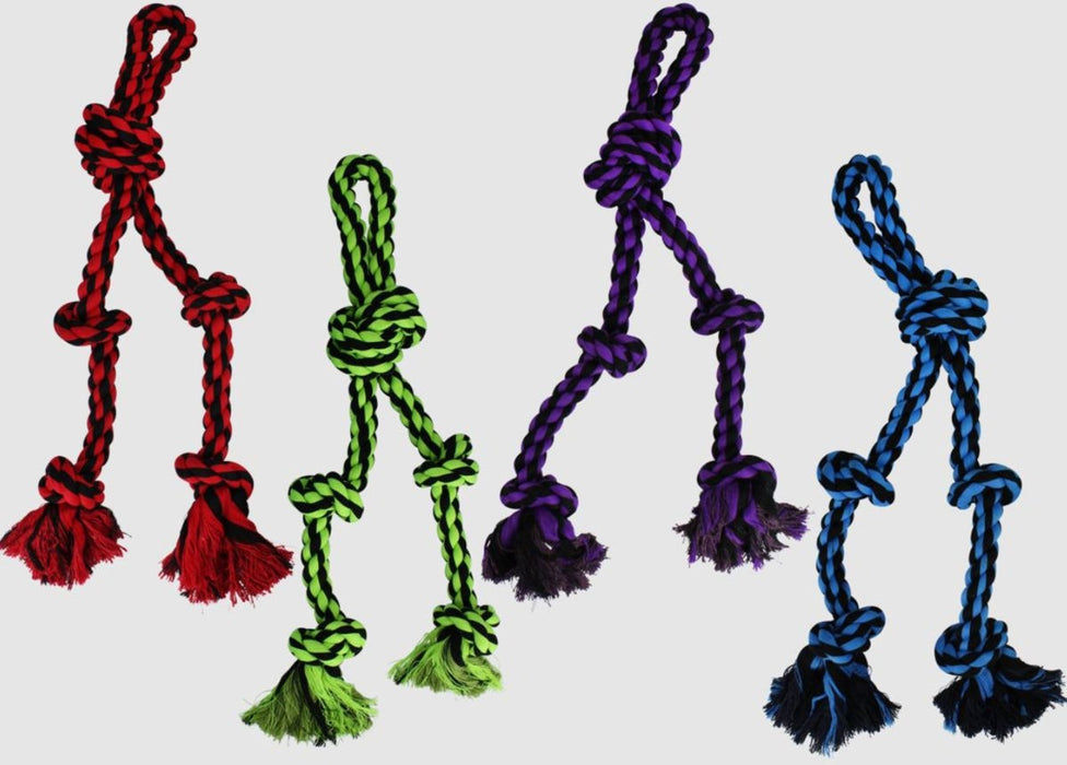 Multipet Nuts for Knots Rope Tug With 2 Danglers Dog Toy Assorted 1ea/15 in, SM - Petsplace.store