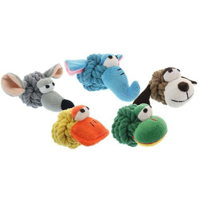 Multipet Rope Head Animals Dog Toy Assorted 1ea/4 in - Petsplace.store