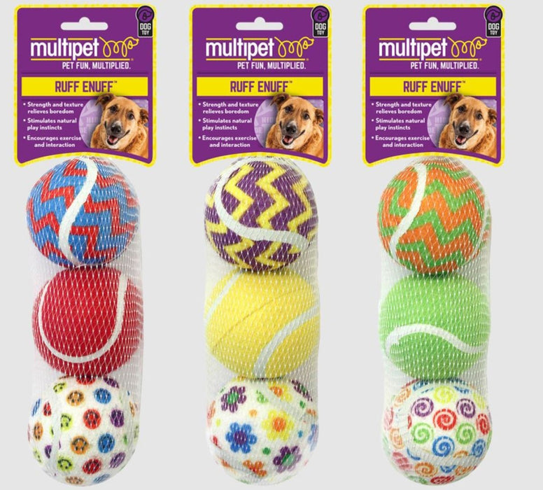 Multipet Tennis Ball 3Pack (Assorted) - Petsplace.store