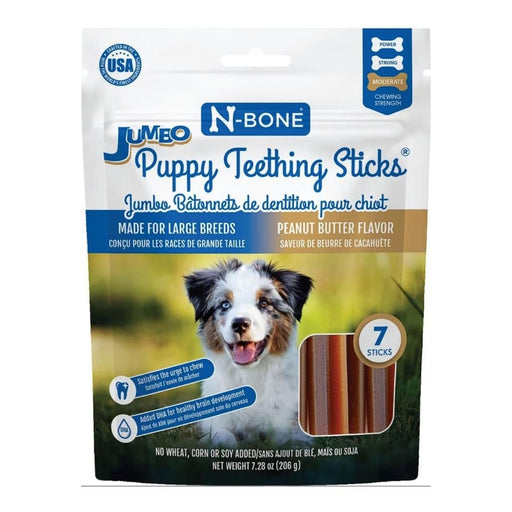 N - Bone Dog Teething Stick Puppy Jumbo Peanut Butter 7 Pack - Petsplace.store