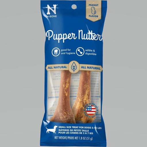 N - Bone Pupper Nutter Dental Chew Bone Peanut 1ea/SM, 2 pk - Petsplace.store