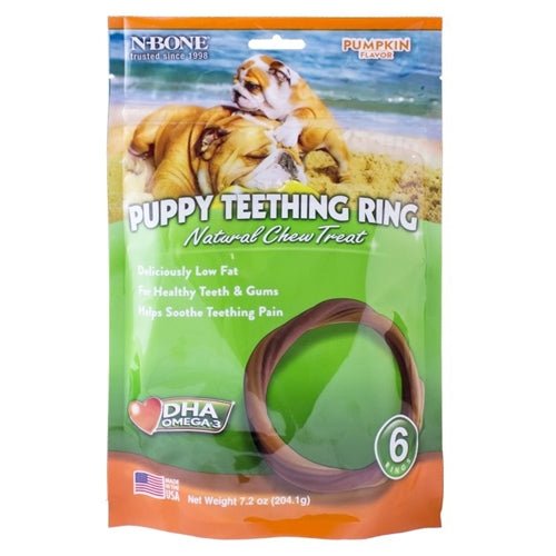 N - Bone Puppy Teething Rings Pumpkin 1ea/7.2 oz, 6 pk - Petsplace.store