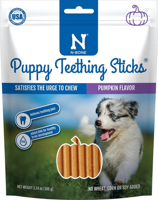 Nbone Puppy Teething Sticks Pumpkin 17 Ct - Petsplace.store