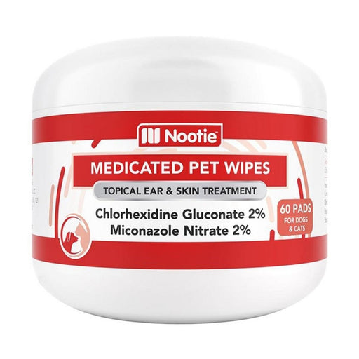 Nootie Dog Cat Dermatology Solutions Antibacterial Pads 60 Count - Petsplace.store