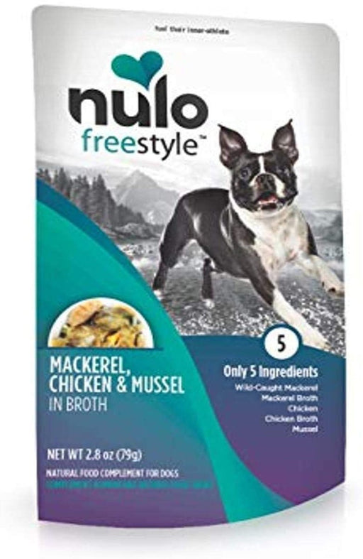 Nulo Freestyle Dog Food Topper Mackerel, Chicken & Mussel in Broth, 2.8oz. (Case of 24) - Petsplace.store