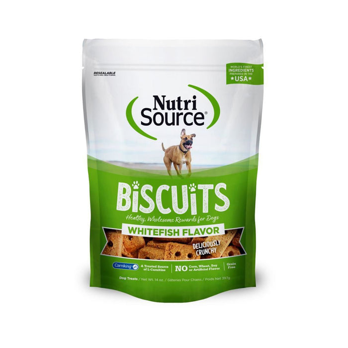 Nutrisource Dog Grain Free Biscuits Whitefish 14oz. - Petsplace.store